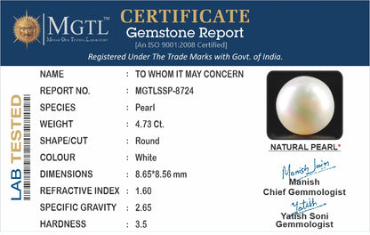 South Sea Pearl - 4.73 Carats (Moti - 5.16 Ratti)