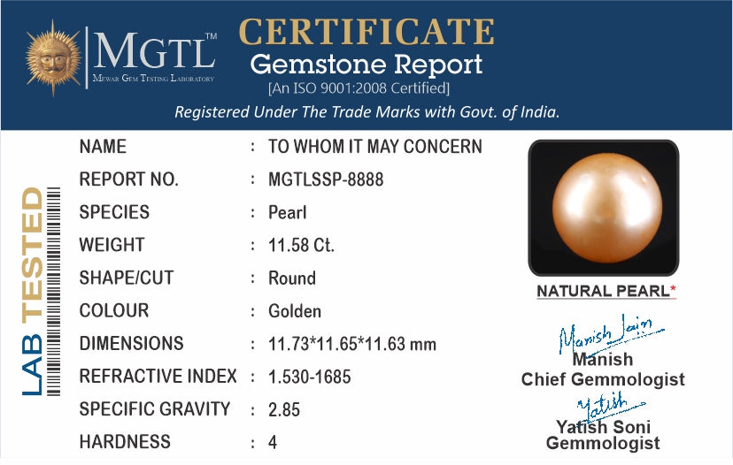 South Sea Pearl - 11.58 Carats (Moti - 12.62 Ratti)
