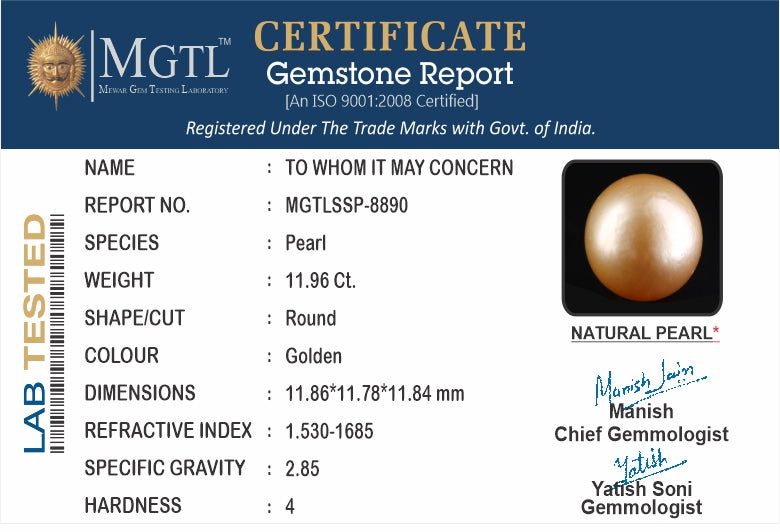 South Sea Pearl - 11.96 Carats (Moti - 13.04 Ratti)