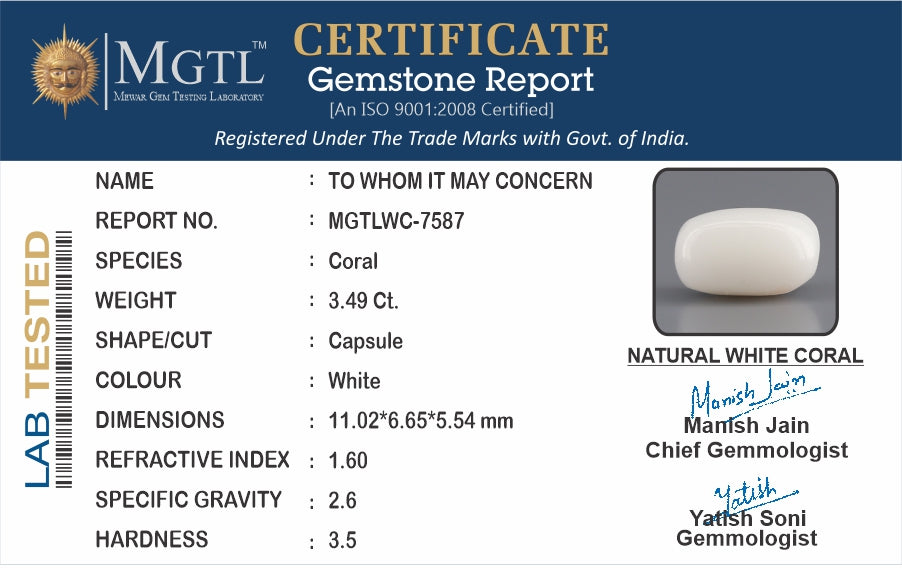 White Coral - 3.49 Carats