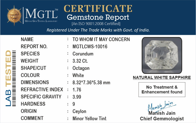 White Sapphire - 3.32 Carats