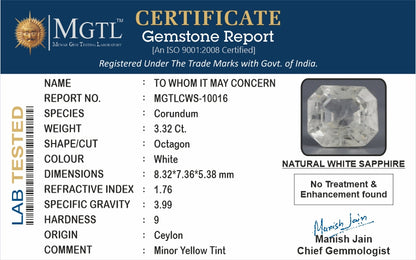 White Sapphire - 3.32 Carats
