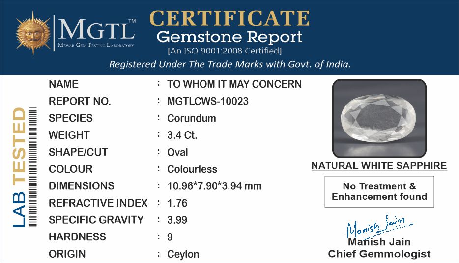 White Sapphire - 3.40 Carats