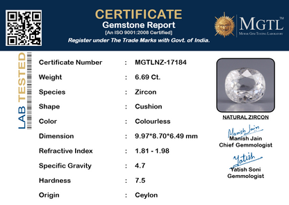White Zircon (Jarkan) - 6.69 Carats