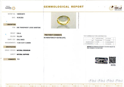 Yellow Sapphire - 3.54 Carats (Pukhraj - 3.86 Ratti)