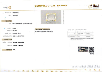 Yellow Sapphire - 5.63 Carats (Pukhraj - 6.14 Ratti)