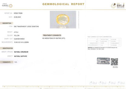 Yellow Sapphire - 4.16 Carats (Pukhraj - 4.53 Ratti)