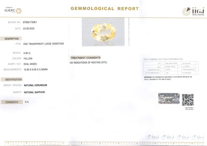 Yellow Sapphire - 4.06 Carats (Pukhraj - 4.43 Ratti)