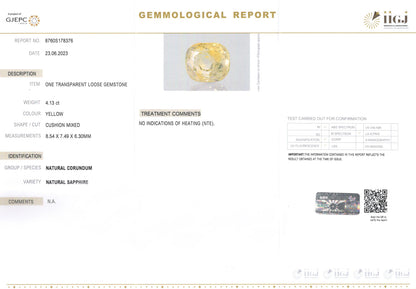 Yellow Sapphire - 4.13 Carats (Pukhraj - 4.50 Ratti)