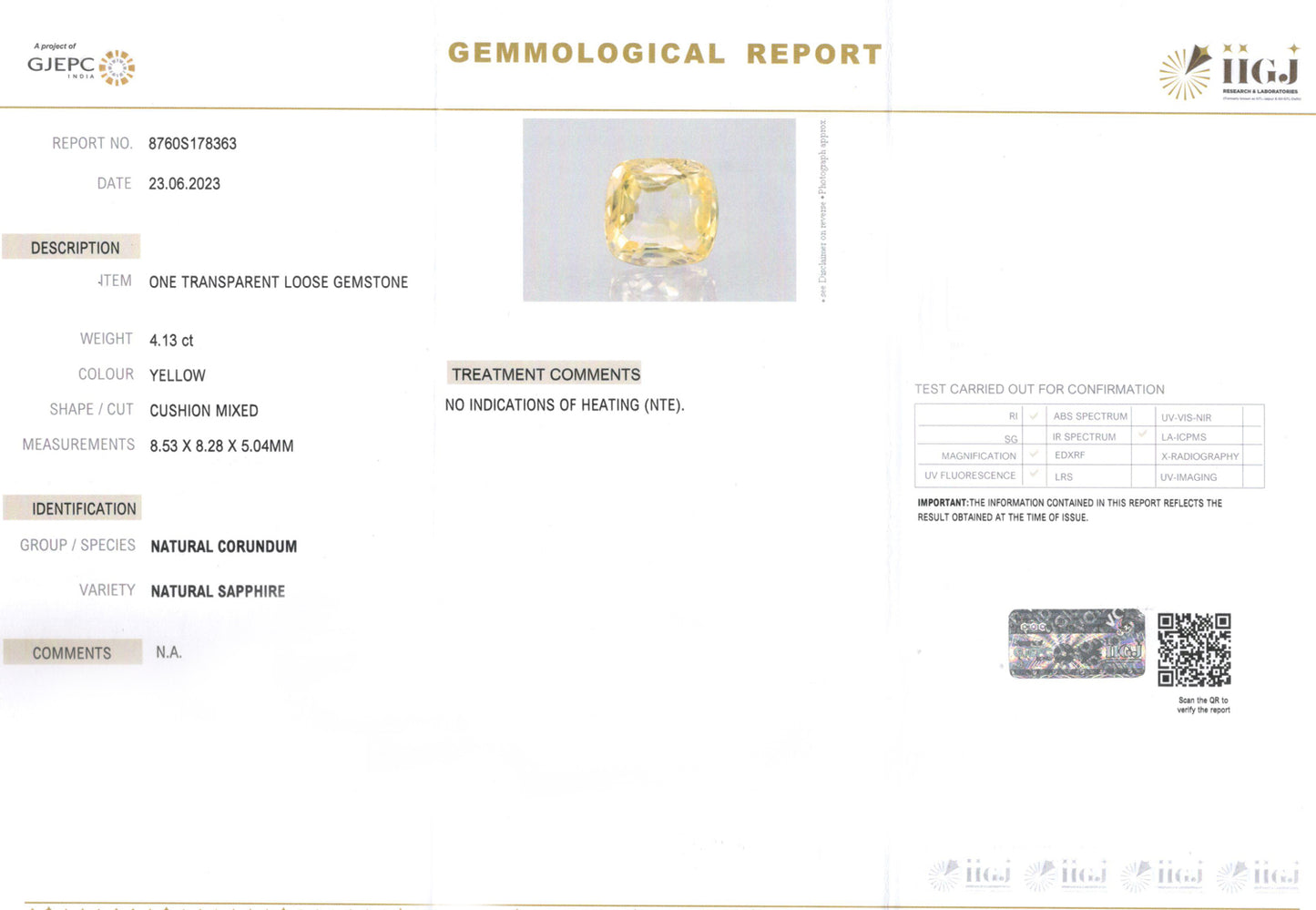 Yellow Sapphire - 4.13 Carats (Pukhraj - 4.50 Ratti)