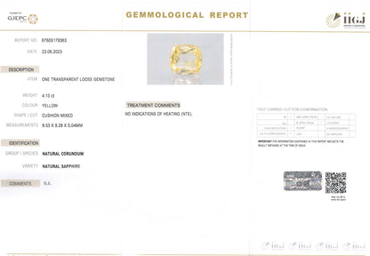 Yellow Sapphire - 4.13 Carats (Pukhraj - 4.50 Ratti)