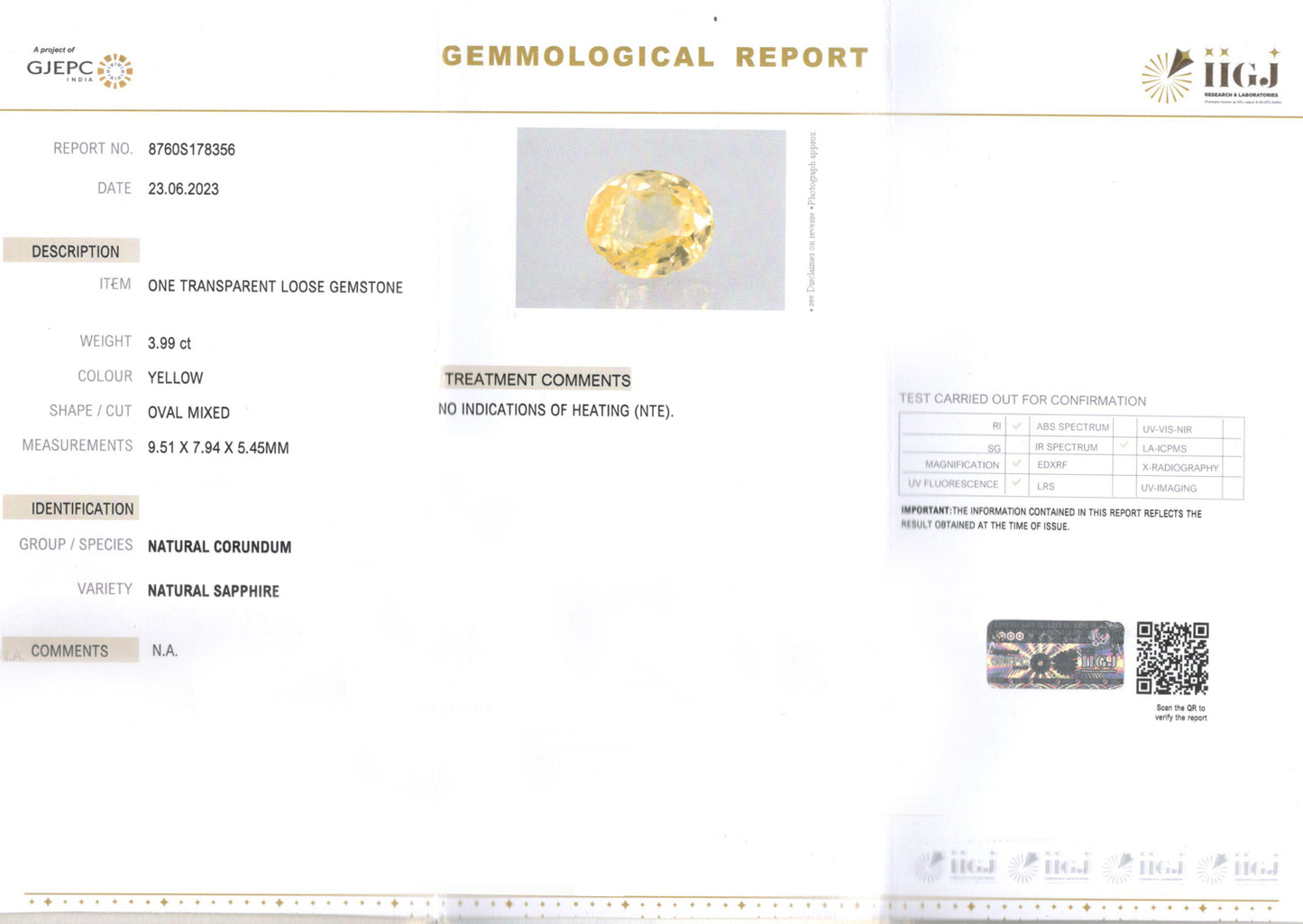 Yellow Sapphire (Pukhraj) - 3.99 Carats