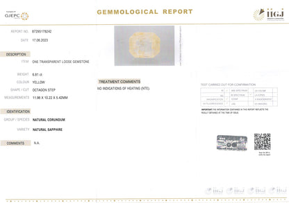Yellow Sapphire - 6.81 Carats (Pukhraj - 7.42 Ratti)