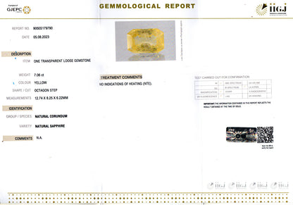 Yellow Sapphire - 7.06 Carats (Pukhraj - 7.70 Ratti)