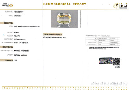 Yellow Sapphire - 4.04 Carats (Pukhraj - 4.40 Ratti)
