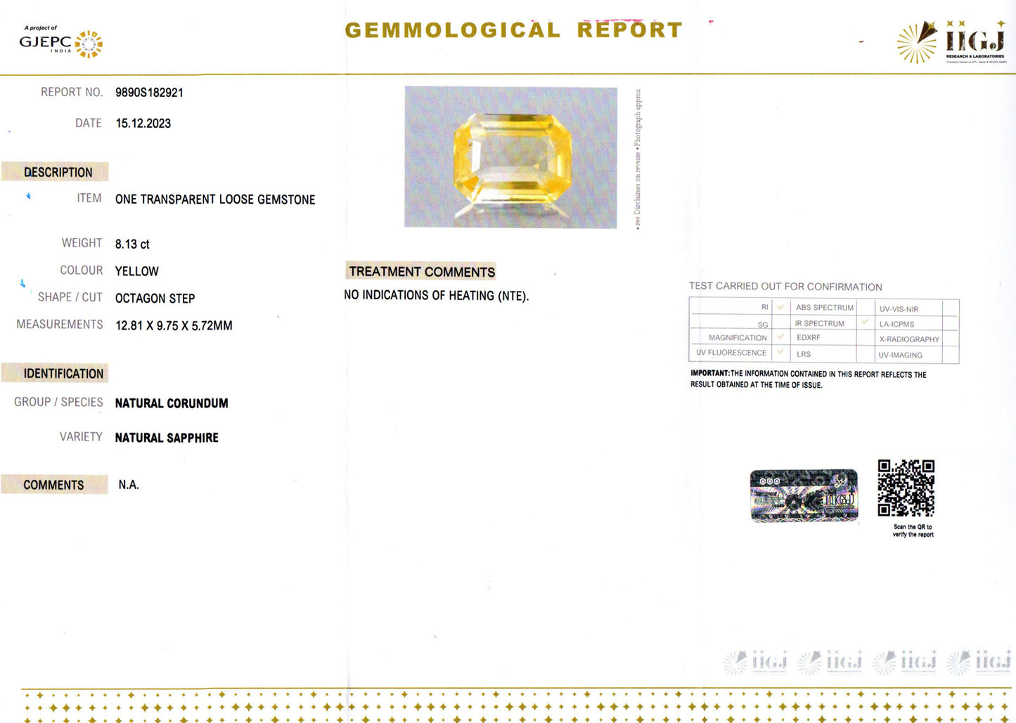 Yellow Sapphire - 8.13 Carats (Pukhraj - 8.86 Ratti)