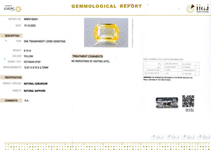Yellow Sapphire - 8.13 Carats (Pukhraj - 8.86 Ratti)
