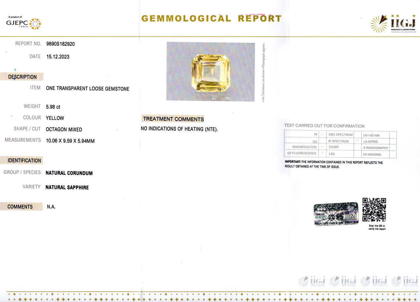 Yellow Sapphire - 5.98 Carats (Pukhraj - 6.52 Ratti)