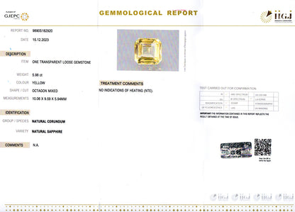 Yellow Sapphire - 5.98 Carats (Pukhraj - 6.52 Ratti)
