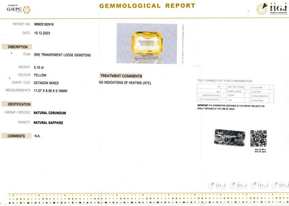 Yellow Sapphire - 5.15 Carats (Pukhraj - 5.61 Ratti)