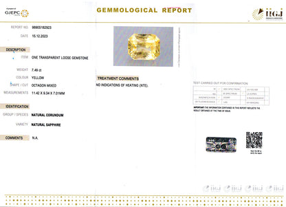 Yellow Sapphire - 7.49 Carats (Pukhraj - 8.16 Ratti)