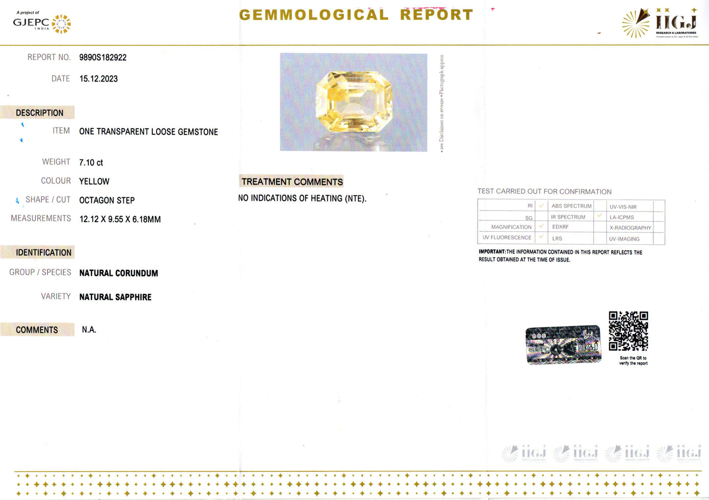 Yellow Sapphire - 7.10 Carats (Pukhraj - 7.74 Ratti)