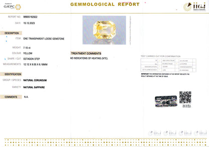 Yellow Sapphire - 7.10 Carats (Pukhraj - 7.74 Ratti)