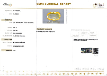 Yellow Sapphire - 5.35 Carats (Pukhraj - 5.83 Ratti)