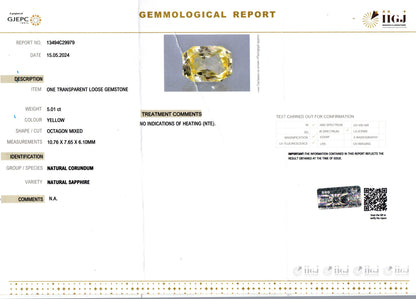 Yellow Sapphire - 5.01 Carats (Pukhraj - 5.46 Ratti)