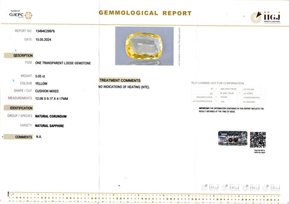 Yellow Sapphire - 5.05 Carats (Pukhraj - 5.50 Ratti)