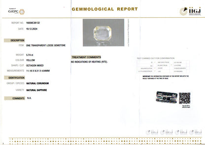 Yellow Sapphire - 5.74 Carats (Pukhraj - 6.26 Ratti)