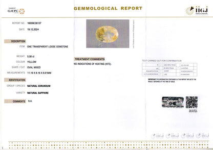 Yellow Sapphire - 5.08 Carats (Pukhraj - 5.54 Ratti)