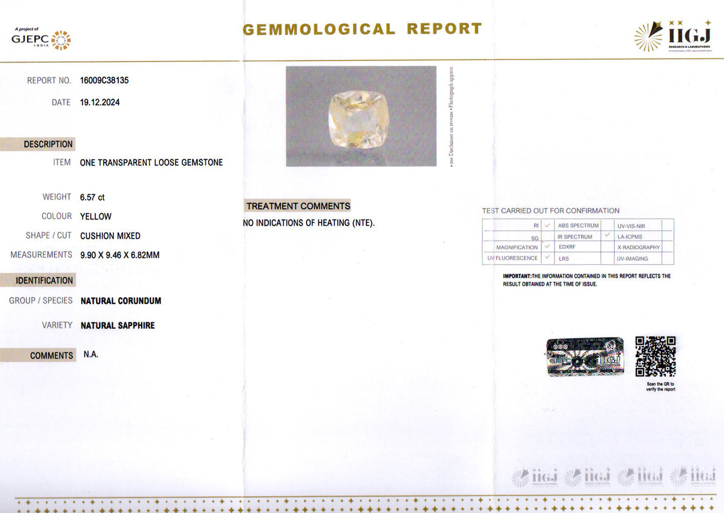 Yellow Sapphire - 6.57 Carats (Pukhraj - 7.16 Ratti)