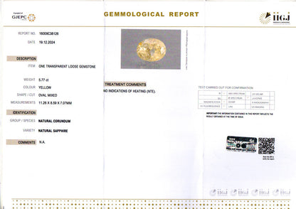 Yellow Sapphire (Pukhraj) - 5.77 Carats