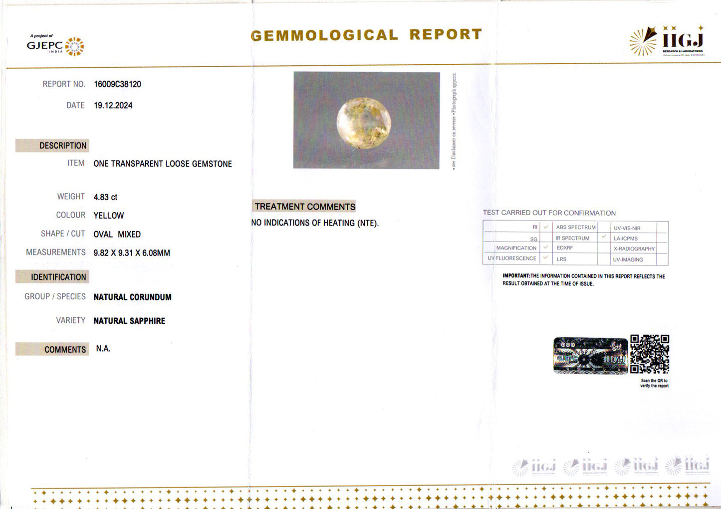 Yellow Sapphire - 4.83 Carats (Pukhraj - 5.26 Ratti)