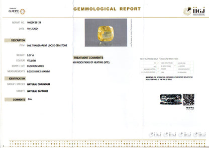 Yellow Sapphire (Pukhraj) - 5.57 Carats