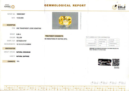 Yellow Sapphire - 6.88 Carats (Pukhraj - 7.50 Ratti)