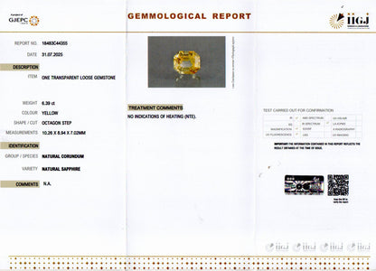 Yellow Sapphire (Pukhraj) Gemstone - 6.39 Carats