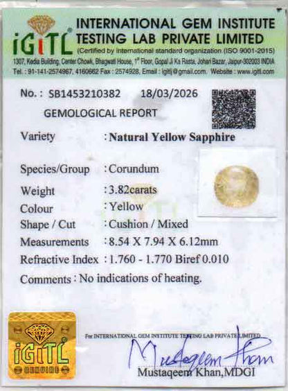 Yellow Sapphire (Pukhraj) Gemstone - 3.82 Carats