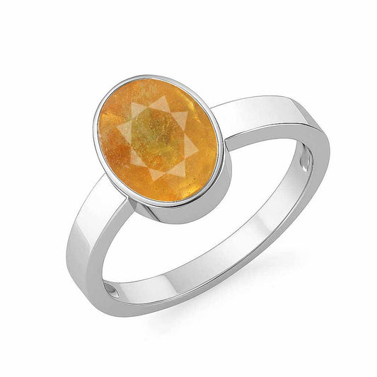 Luxury Sterling Silver Yellow Sapphire Ring for Women
