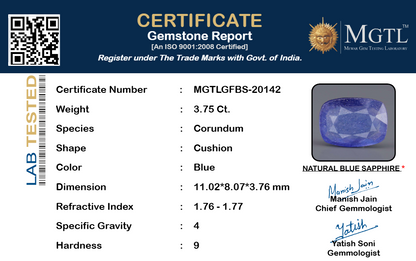 Blue Sapphire (Neelam) Gemstone - 3.75 Carats