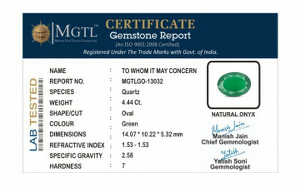 Green Onyx - 4.44 Carats