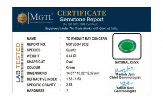 Green Onyx - 4.44 Carats