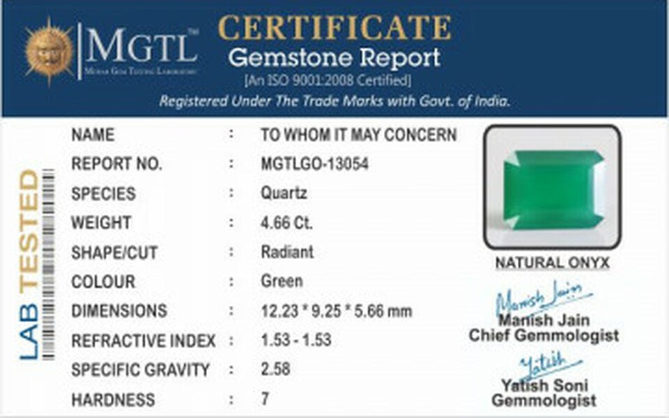 Green Onyx - 4.66 Carats