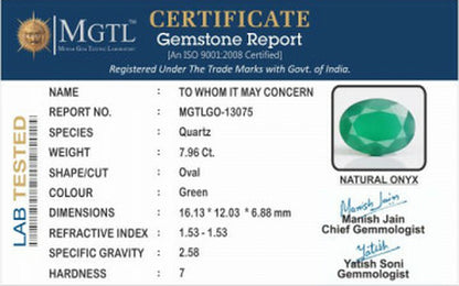 Green Onyx - 7.96 Carats