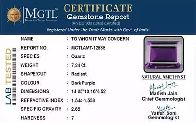 Amethyst - 7.24 Carats (Jamunia - 7.89 Ratti)