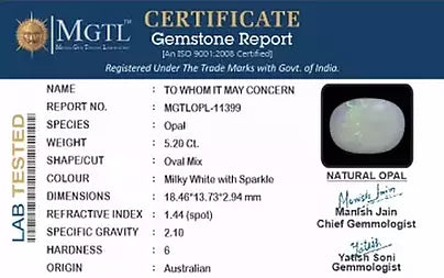 Opal - 5.20 Carats (Dudhiya Pathar - 5.67 Ratti)