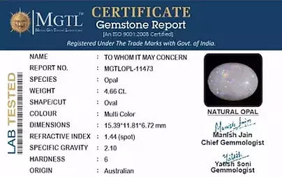 Opal - 4.66 Carats (Dudhiya Pathar - 5.08 Ratti)