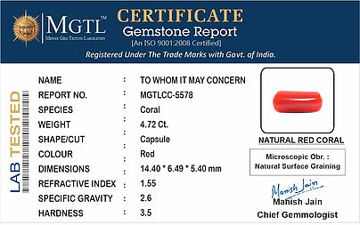 Red Coral (Moonga) - 4.72 Carats