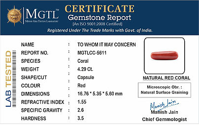 Red Coral (Moonga) - 4.29 Carats